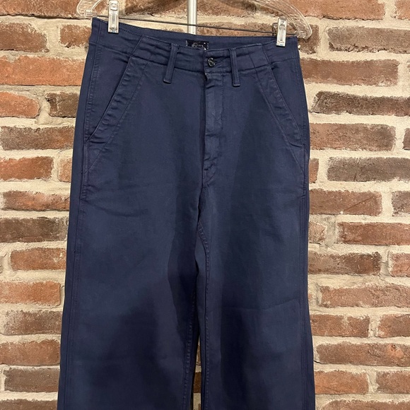 NWT Mother The Major Zip Sneak Fray Insignia Blue Straight Jean - Picture 4 of 15